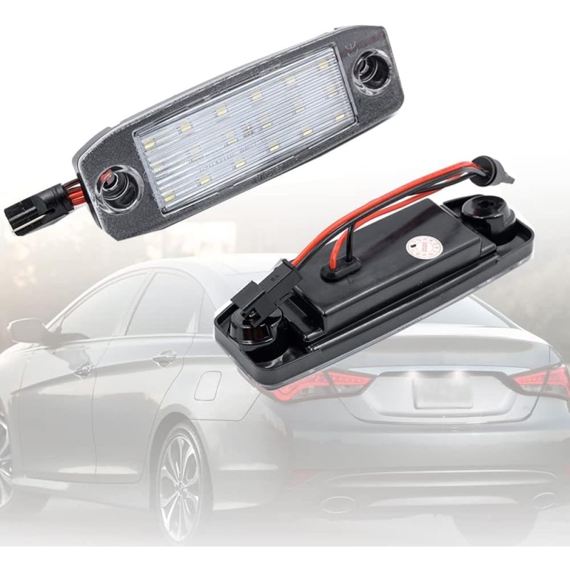 LED License Plate Light Replacement for 2011-2014 Hyundai Sonata YF i45 i40, OEM Fit 6000K Xenon White 18-SMD Error Free Led Tag Lights Assembly