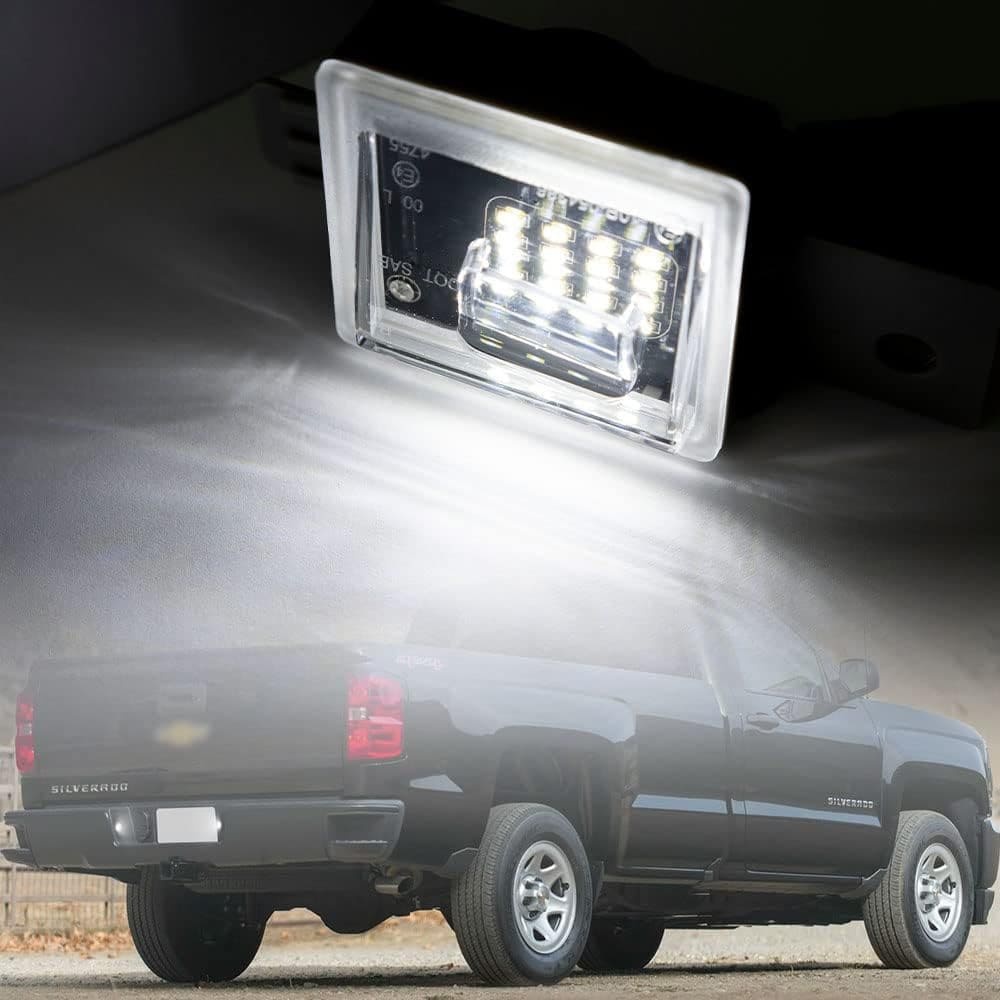 Led License Plate Light Bulb for 2014-2018 Chevy Silverado 1500 2500HD 3500HD GMC Sierra Xenon White 16 LED Number Plate Light 12V Canbus