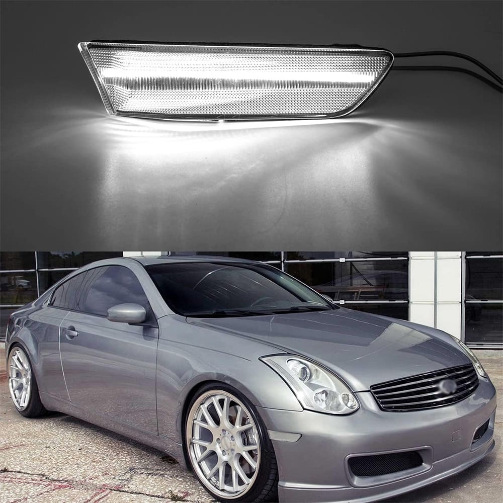 Led Side Marker Lights for 2003-2007 Infiniti G35 Coupe Skyline V35 Smoked Lens Amber LED Front Fender Turn Signals Side Marker Assembly