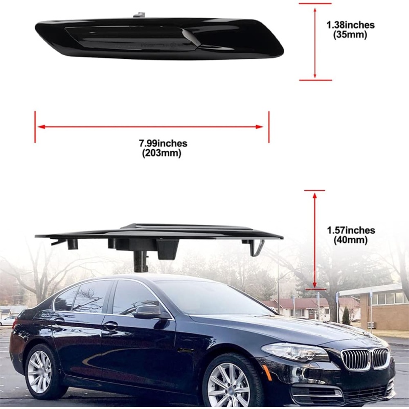 Sequential Amber LED Side Marker Lights Compatible BMW 5 Series F10 LCI 528i 530i 535i 550i Smoked Lens Led Dynamic Turn Signal Lamps Indicator Blinker OEM Fender Trim Replacement