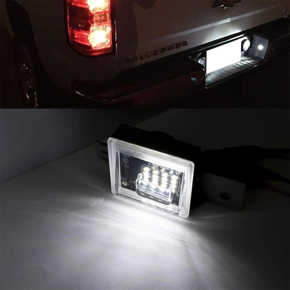 Led License Plate Light Bulb for 2014-2018 Chevy Silverado 1500 2500HD 3500HD GMC Sierra Xenon White 16 LED Number Plate Light 12V Canbus