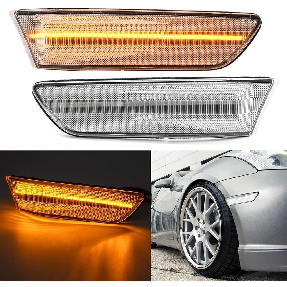 Led Side Marker Lights for 2003-2007 Infiniti G35 Coupe Skyline V35 Smoked Lens Amber LED Front Fender Turn Signals Side Marker Assembly