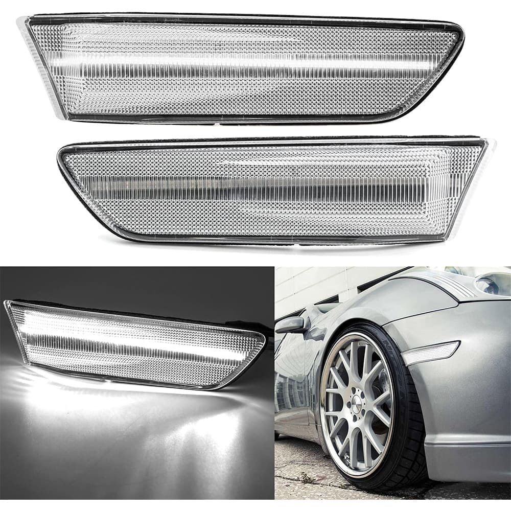 Led Side Marker Lights for 2003-2007 Infiniti G35 Coupe Skyline V35 Smoked Lens Amber LED Front Fender Turn Signals Side Marker Assembly