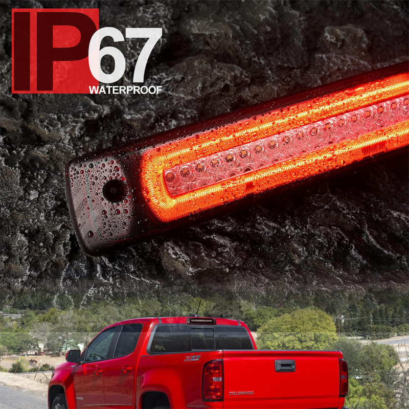 Led Third Brake Light Replacement for 2015-2022 Chevy Colorado GMC Canyon Pickup Trucks Red LED Strobe Rear 3rd Brake Center High Mount Stop Lamp White Cargo Light Kit Euro Smoke/Clear Lens CHMSL