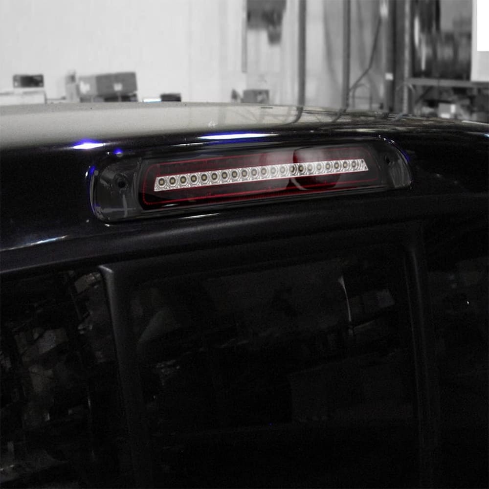 Led Third Brake Light Replacement for 2000-2006 Toyota Tundra Pickup Trucks Red LED Strobe Rear 3rd Brake Center High Mount Stop Lamp + White Cargo Light Kit Euro Smoke/Clear Lens