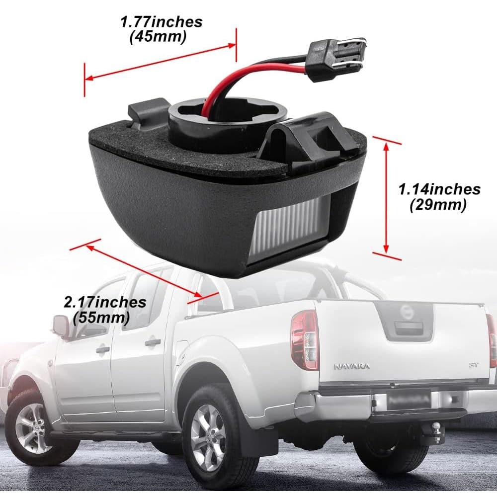 LED License Plate Lights Compatible w/ 2007-2020 Nissan Frontier Titan Xterra Armada, OEM Led Number Lamps Replacement Canbus Error Free 6000K 12-SMD Xenon White Led Rear Tag Light Kit Assembly