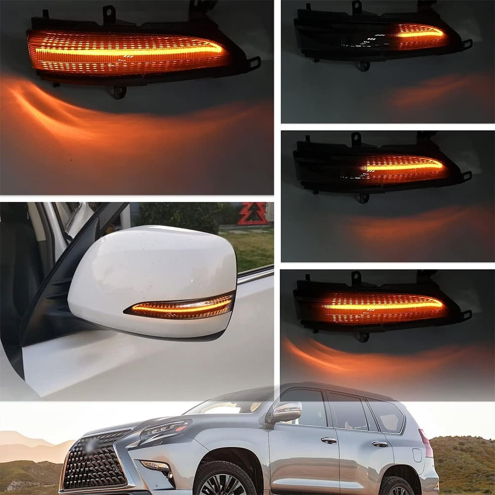 Sequential LED Side Mirror Marker Lights Compatible Lexus GX460 LX570 2010-2021 Towing Mirror Turn Signal Indicator Lamp Assembly Smoke/Clear Lens