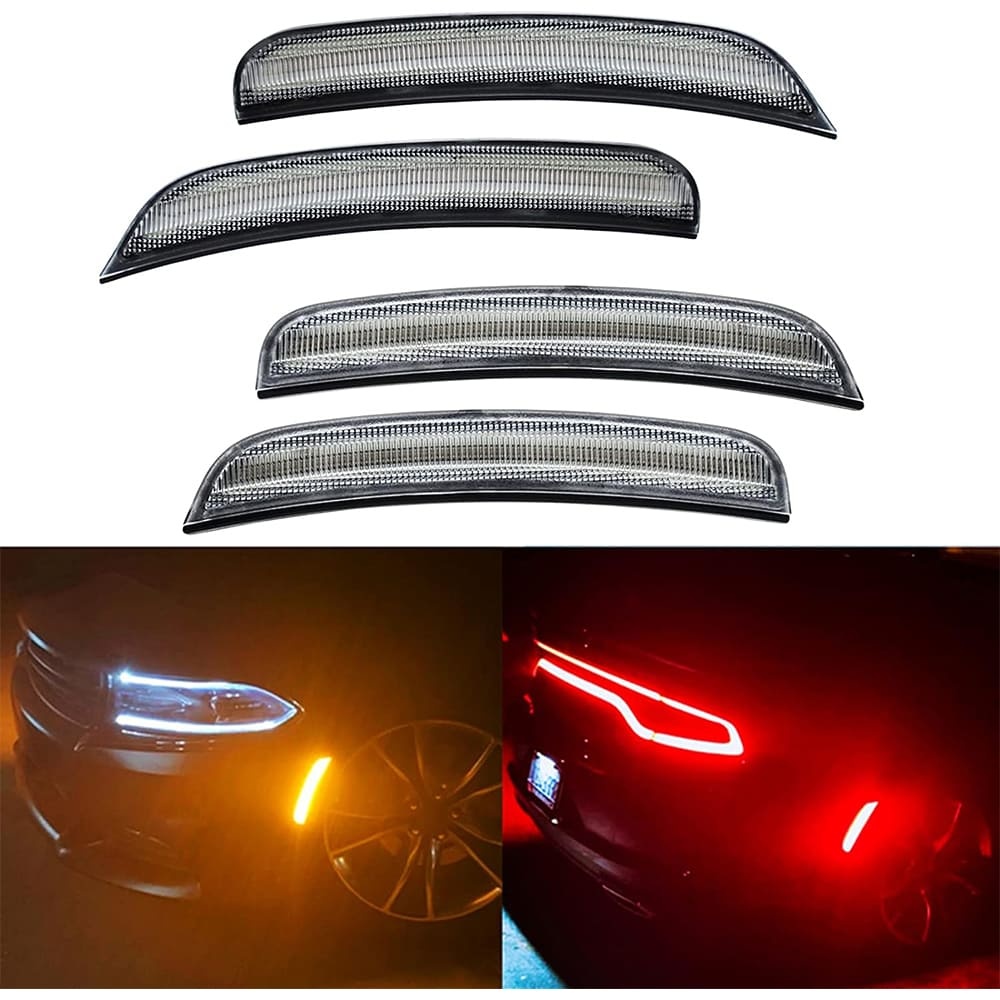 Amber Red LED Side Marker Light for Dodge Charger 2015 2016 2017 2018 2019 2020 2021 2022 Smoke Lens Led Side Marker Lights Front & Rear Sit Car Led Side Marker Lamp Kit