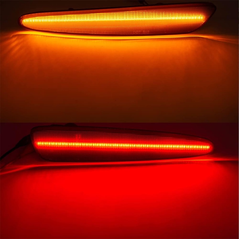 LED Side Marker Lights for Chevy Corvette C6 Z06 ZR1 2005-2013 Amber Front & Rear Red C6 Marker Lights Smoke/Clear Lens