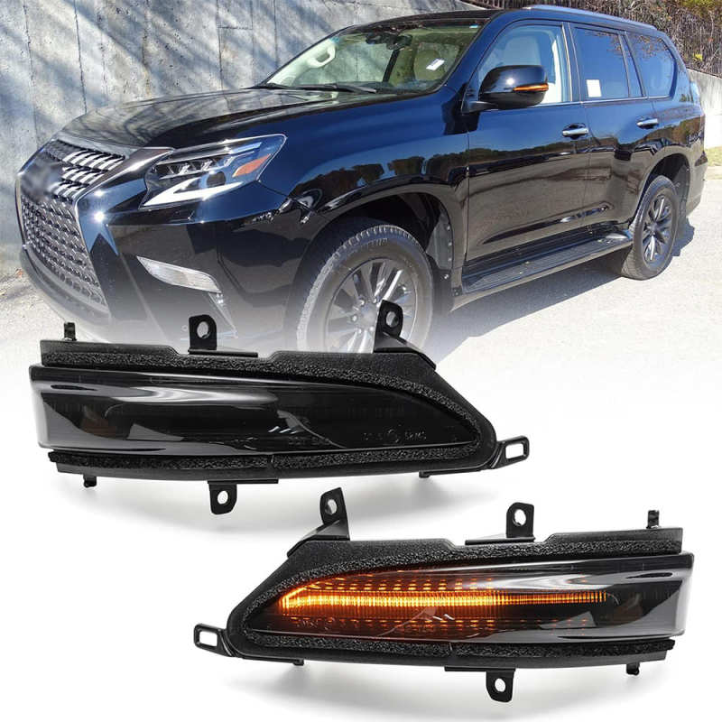 Sequential LED Side Mirror Marker Lights Compatible Lexus GX460 LX570 2010-2021 Towing Mirror Turn Signal Indicator Lamp Assembly Smoke/Clear Lens