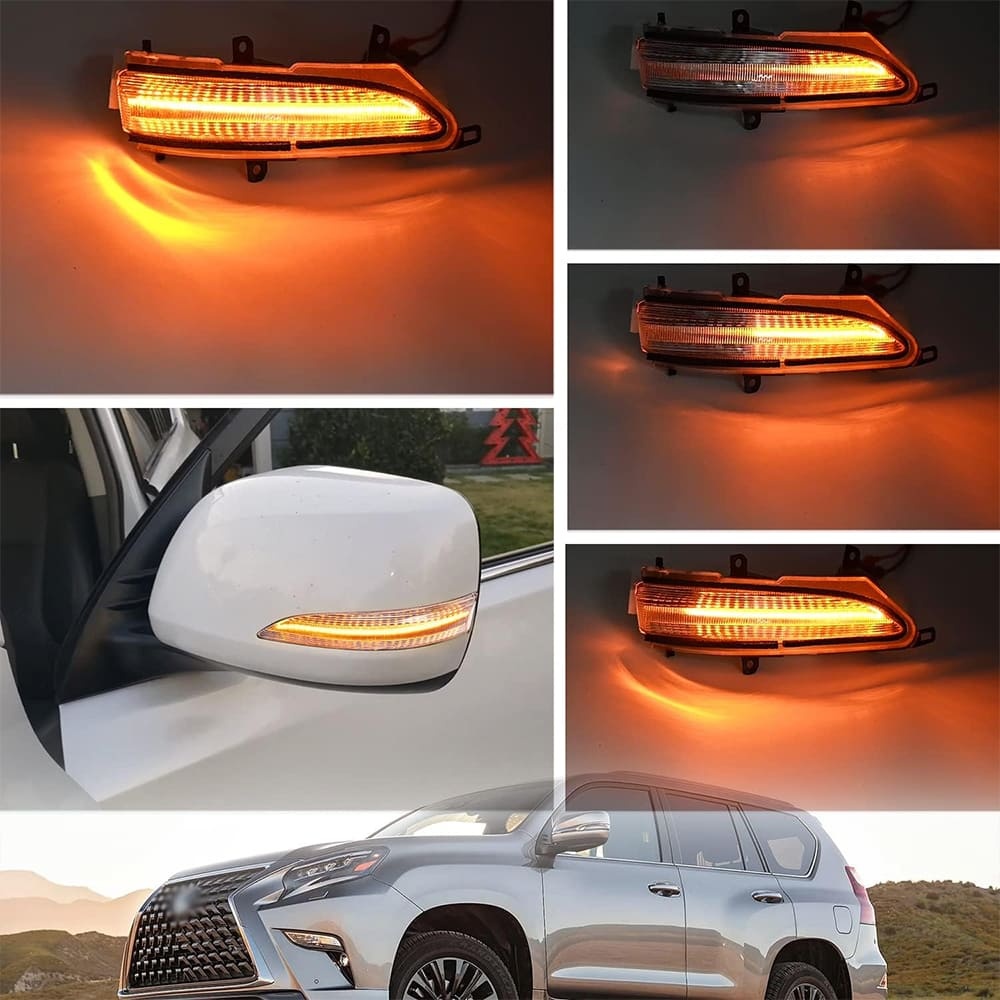 Sequential LED Side Mirror Marker Lights Compatible Lexus GX460 LX570 2010-2021 Towing Mirror Turn Signal Indicator Lamp Assembly Smoke/Clear Lens