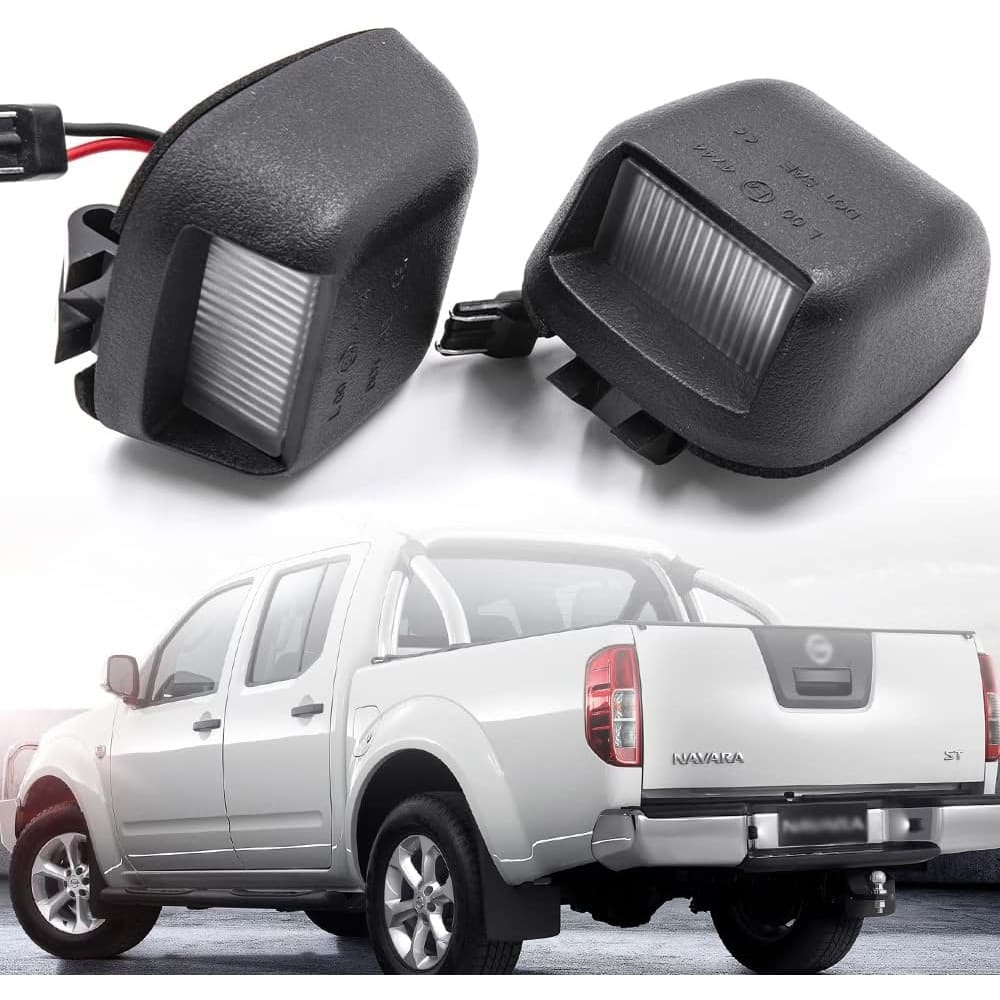 LED License Plate Lights Compatible w/ 2007-2020 Nissan Frontier Titan Xterra Armada, OEM Led Number Lamps Replacement Canbus Error Free 6000K 12-SMD Xenon White Led Rear Tag Light Kit Assembly