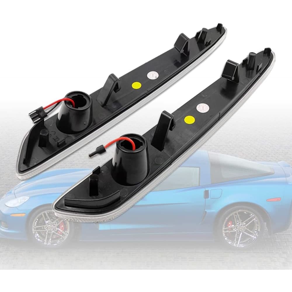LED Side Marker Lights for Chevy Corvette C6 Z06 ZR1 2005-2013 Amber Front & Rear Red C6 Marker Lights Smoke/Clear Lens