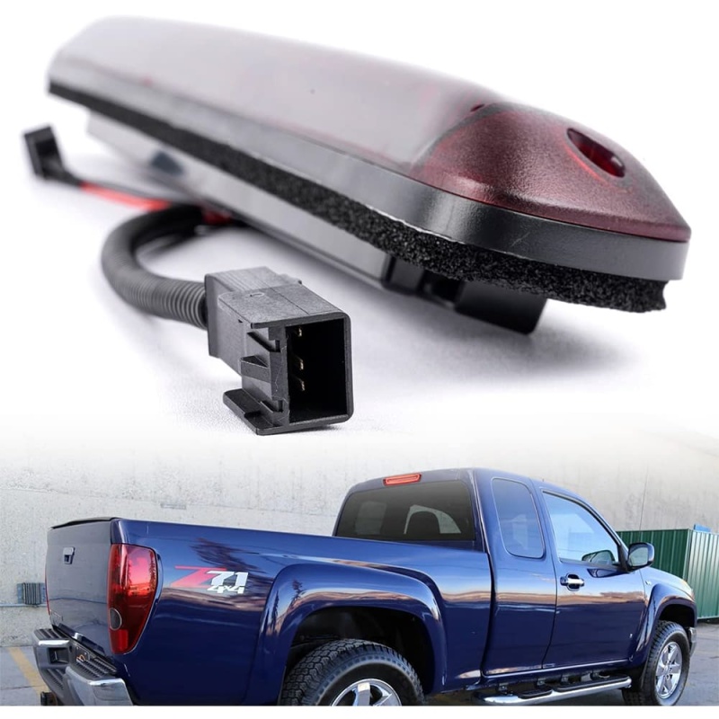 Led Third Brake Light Replacement for 2004-2012 Chevy Colorado GMC Canyon Pickup Trucks Red LED Strobe Rear 3rd Brake Center High Mount Stop Lamp White Cargo Light Kit Smoke/Clear Lens CHMSL