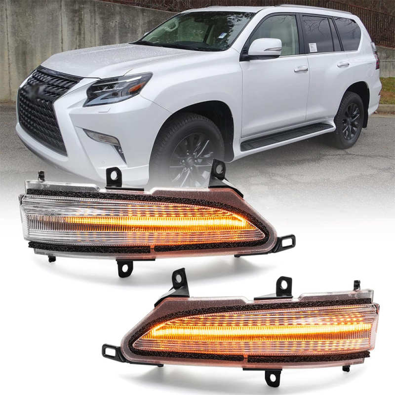 Sequential LED Side Mirror Marker Lights Compatible Lexus GX460 LX570 2010-2021 Towing Mirror Turn Signal Indicator Lamp Assembly Smoke/Clear Lens
