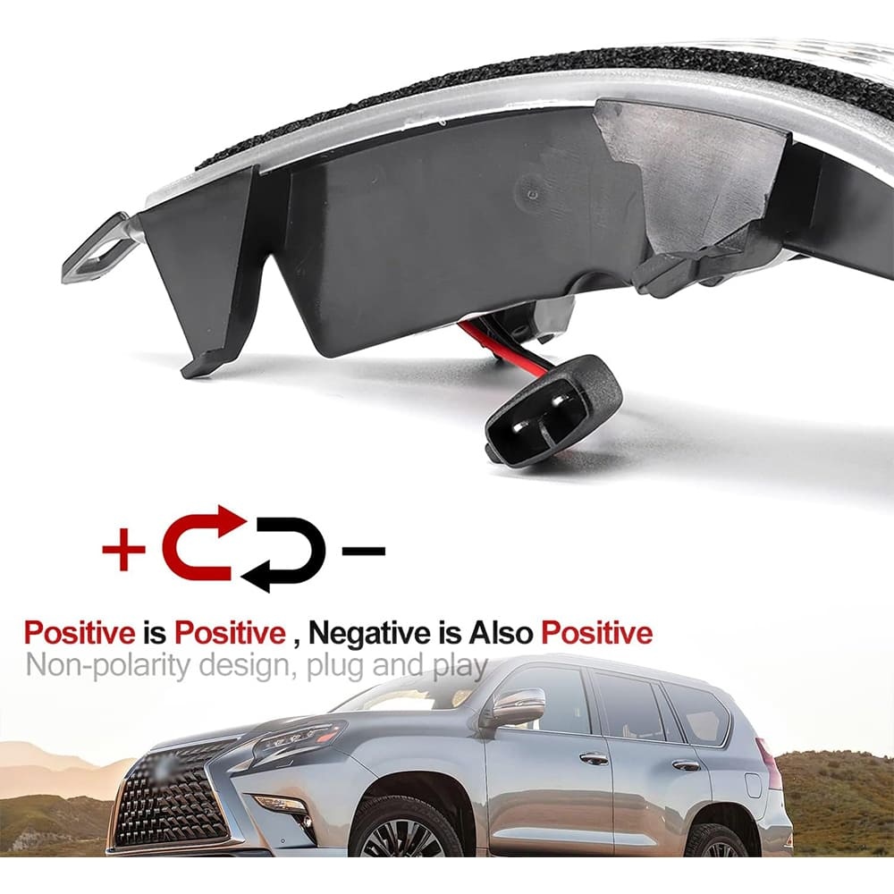 Sequential LED Side Mirror Marker Lights Compatible Lexus GX460 LX570 2010-2021 Towing Mirror Turn Signal Indicator Lamp Assembly Smoke/Clear Lens