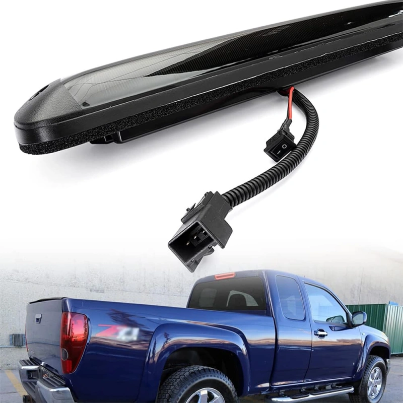 Led Third Brake Light Replacement for 2004-2012 Chevy Colorado GMC Canyon Pickup Trucks Red LED Strobe Rear 3rd Brake Center High Mount Stop Lamp White Cargo Light Kit Smoke/Clear Lens CHMSL