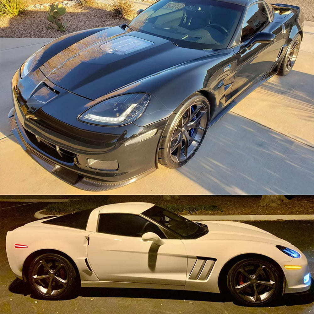 LED Side Marker Lights for Chevy Corvette C6 Z06 ZR1 2005-2013 Amber Front & Rear Red C6 Marker Lights Smoke/Clear Lens