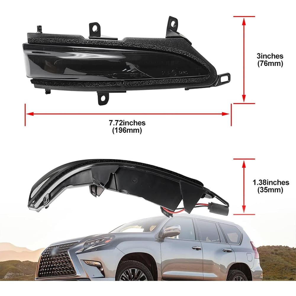 Sequential LED Side Mirror Marker Lights Compatible Lexus GX460 LX570 2010-2021 Towing Mirror Turn Signal Indicator Lamp Assembly Smoke/Clear Lens