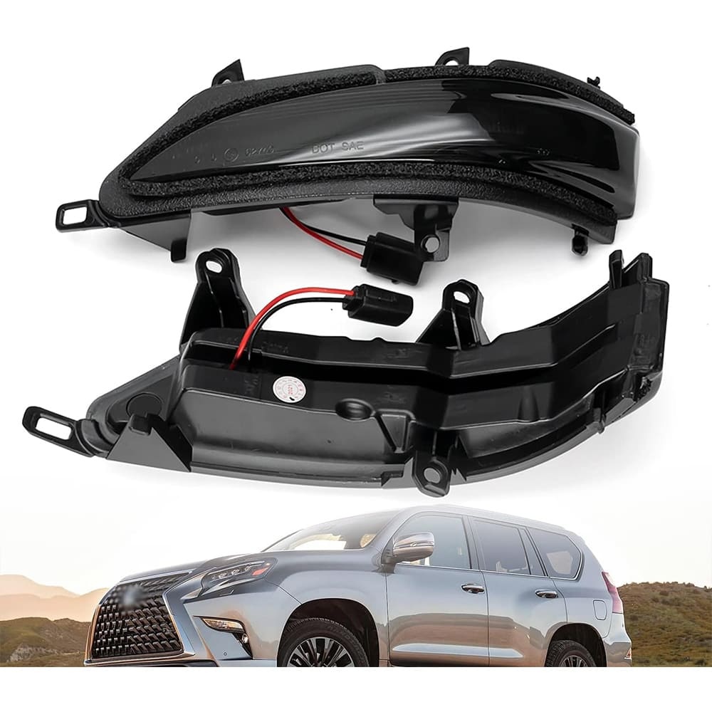 Sequential LED Side Mirror Marker Lights Compatible Lexus GX460 LX570 2010-2021 Towing Mirror Turn Signal Indicator Lamp Assembly Smoke/Clear Lens