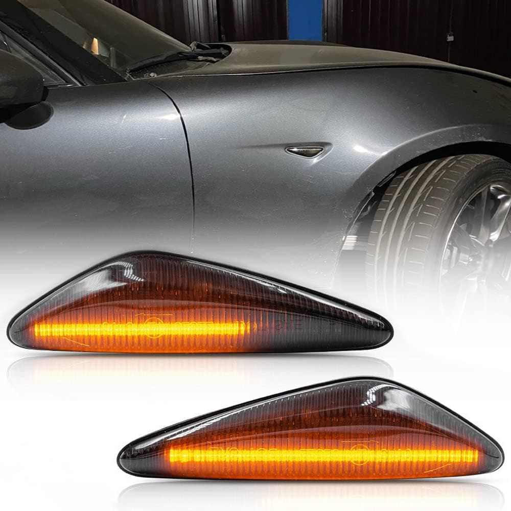 IJDMTOY Smoked Lens Sequential Amber LED Side Marker Lights For Mazda MX-5 / RX-8 & Fiat 124 Spider