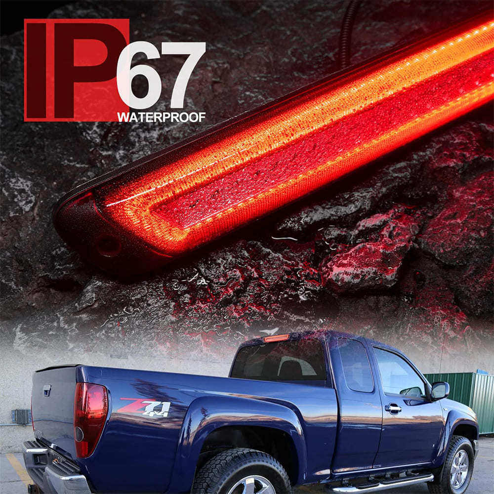 Led Third Brake Light Replacement for 2004-2012 Chevy Colorado GMC Canyon Pickup Trucks Red LED Strobe Rear 3rd Brake Center High Mount Stop Lamp White Cargo Light Kit Smoke/Clear Lens CHMSL