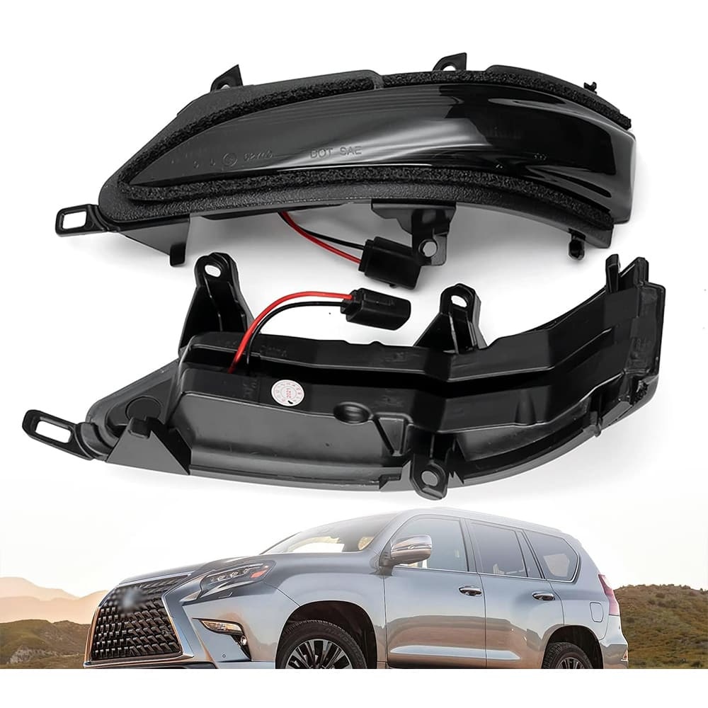 Sequential LED Side Mirror Marker Lights Compatible Lexus GX460 LX570 2010-2021 Towing Mirror Turn Signal Indicator Lamp Assembly Smoke/Clear Lens