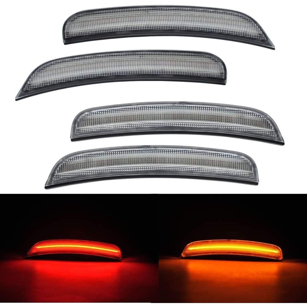 Amber Red LED Side Marker Light for Dodge Charger 2015 2016 2017 2018 2019 2020 2021 2022 Smoke Lens Led Side Marker Lights Front & Rear Sit Car Led Side Marker Lamp Kit