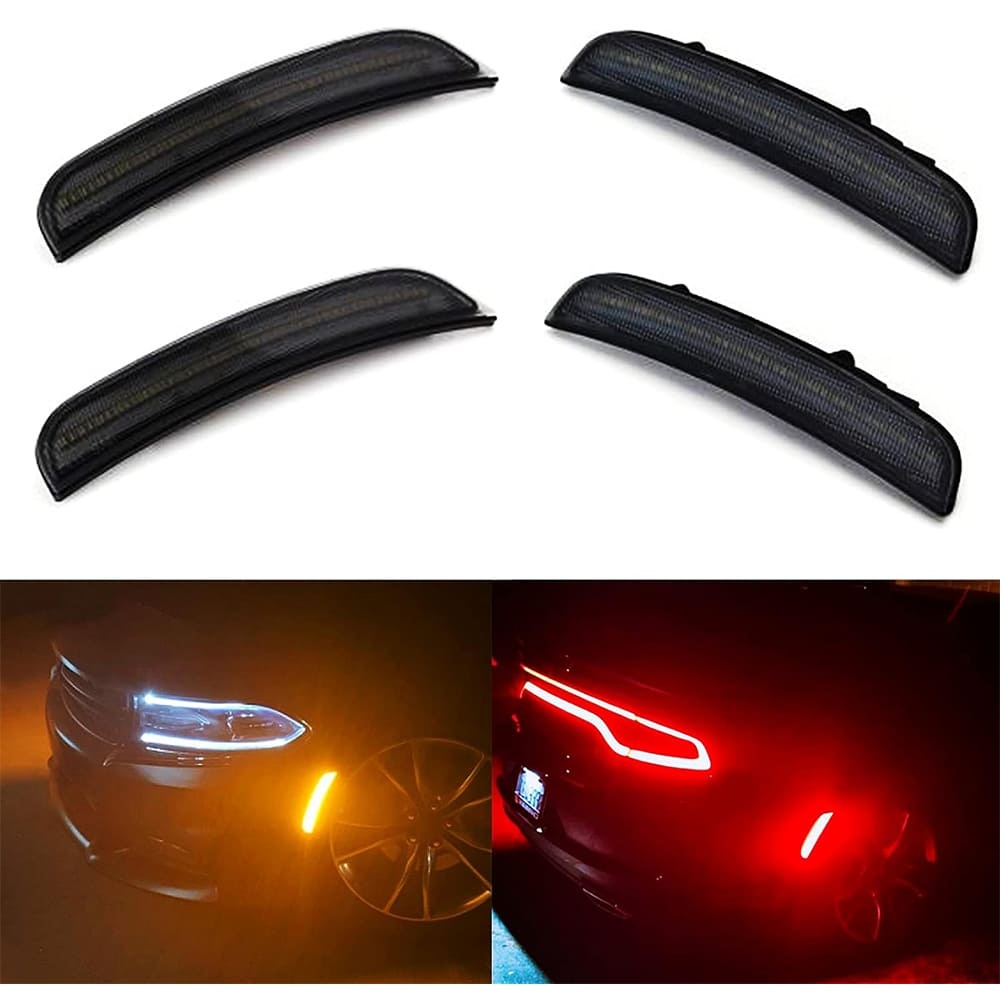 Amber Red LED Side Marker Light for Dodge Charger 2015 2016 2017 2018 2019 2020 2021 2022 Smoke Lens Led Side Marker Lights Front & Rear Sit Car Led Side Marker Lamp Kit