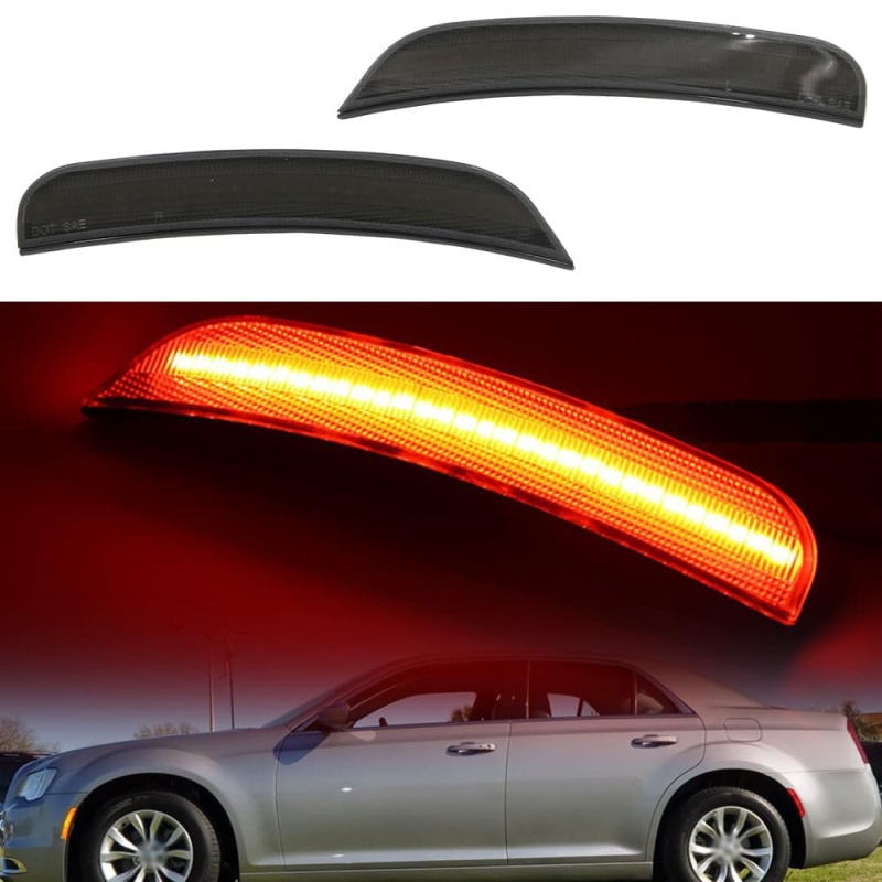 LED Side Marker Lights for Chrysler 300 2015 2016 2017 2018 2019 2020 2021 2022 2023 Amber Red Marker Lights Smoke/Clear Lens