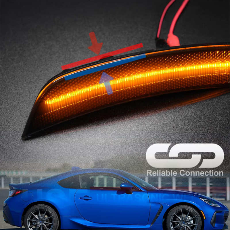Led Side Marker Lights Replacement for 2022 2023 Subaru BRZ ZD8 2022-up Toyota GR86 ZN8 JDM Style Amber Led Front Bumper Side Marker Reflector Signal Light Kit LH RH Smoked Lens Sidemarkers