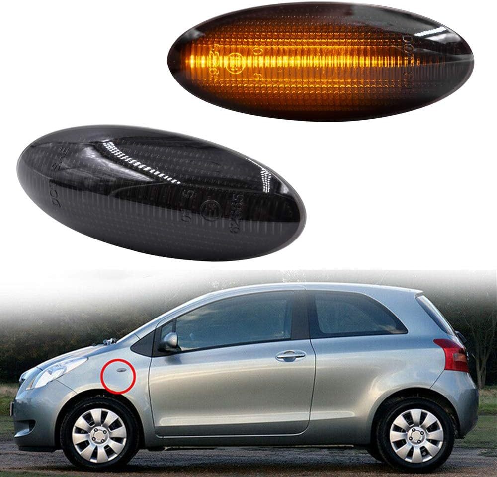 LED Front Fender Marker Lights Dynamic LED Side Markers Replacement for Toyota RAV4 Corolla Auris Yaris OEM Fit Turn Signal Repeater Lamps