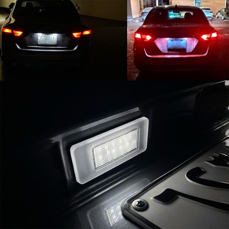 LED License Plate Lights Compatible w/ 2019-2021 Nissan Altima Versa Sentra Rogue, OEM Led Number Lamps Replacement Canbus Error Free 6000K Xenon White Led Rear Tag Light Kit Assembly