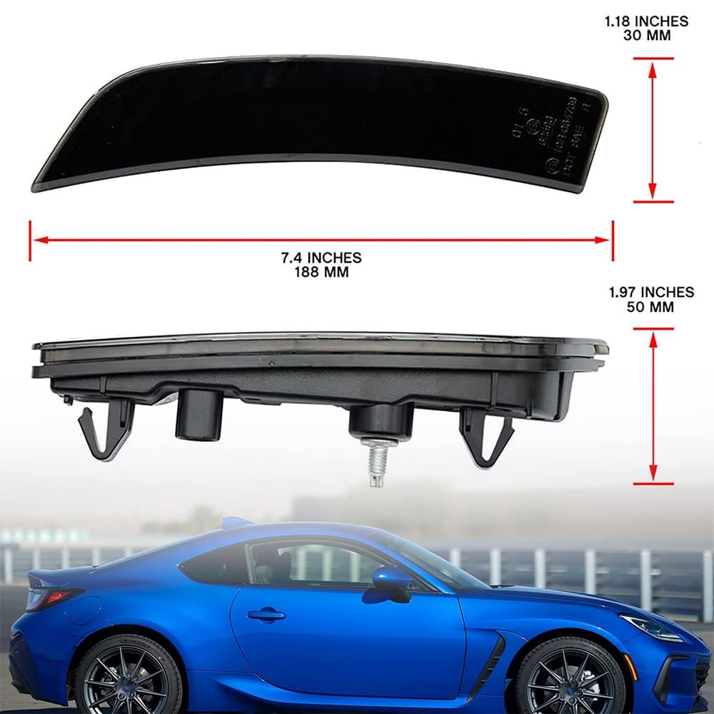 Led Side Marker Lights Replacement for 2022 2023 Subaru BRZ ZD8 2022-up Toyota GR86 ZN8 JDM Style Amber Led Front Bumper Side Marker Reflector Signal Light Kit LH RH Smoked Lens Sidemarkers