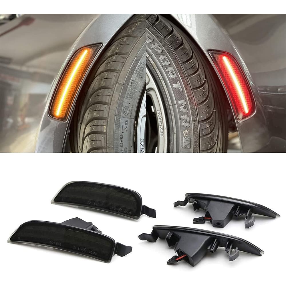 LED Side Marker Lights for 2016-up Mazda MX-5 Miata ND Amber Front & Rear Red Marker Lights Replace OEM Sidemarker Lamps Smoke/Clear Lens
