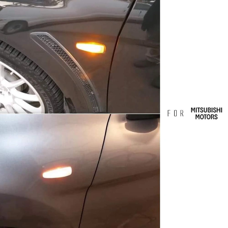 Amber LED Side Marker Light for Mitsubishi Lancer Evolution X Mirage Outlander Sport Front Side Fender Turn Signal Repeater Marker Lamps Smoke/Clear Lens