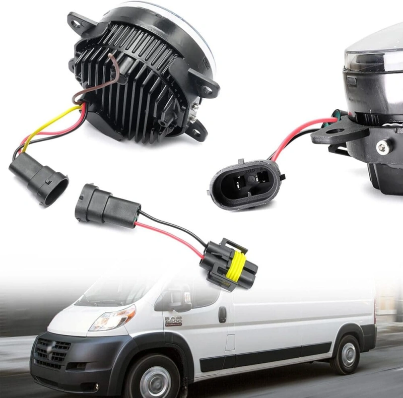 Led Fog Lamp Assembly Replacement for Ram Promaster 1500 2500 3500 2014-2023 Switchback Amber White DRL Signal Driving Lamps 12V Led DRL Fog Light Kit