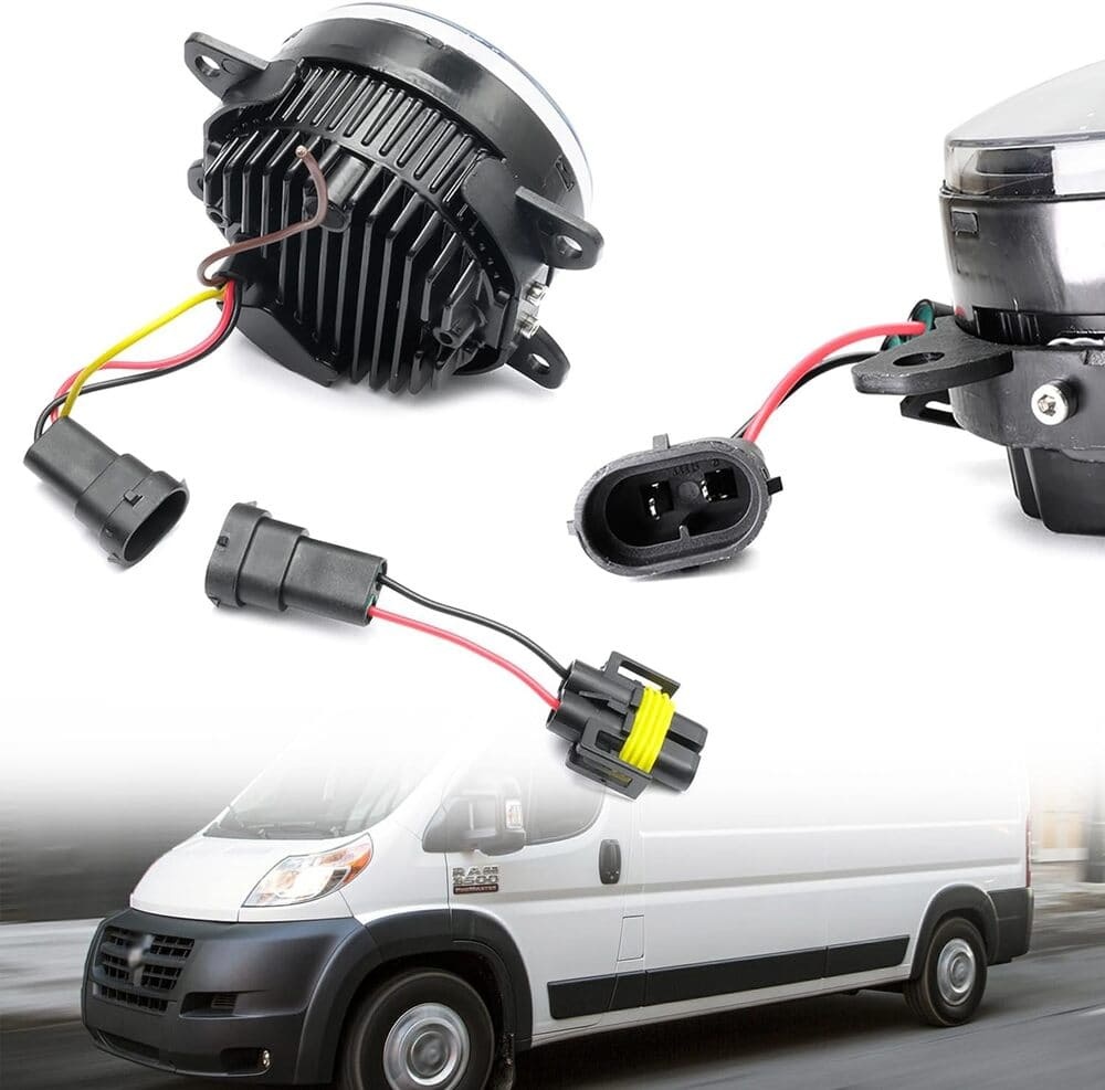 Led Fog Lamp Assembly Replacement for Ram Promaster 1500 2500 3500 2014-2023 Switchback Amber White DRL Signal Driving Lamps 12V Led DRL Fog Light Kit