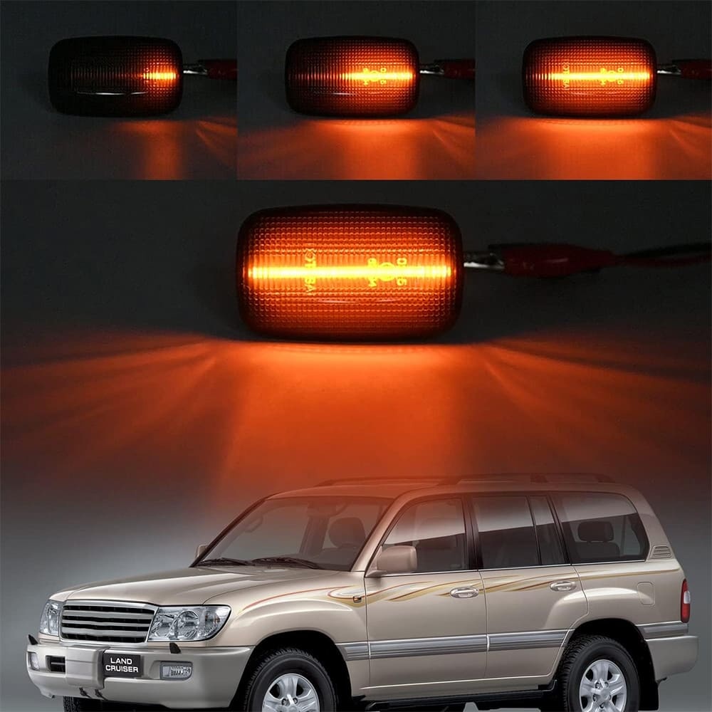 Sequential Amber LED Side Marker Lights for 1998-2007 Land Cruiser 100 Series Prado 90 Series, Front Fender Led Turn Signal Indicator Blinker Lamps OEM Replacement