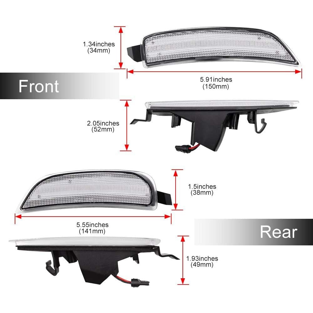 LED Side Marker Lights for 2016-up Mazda MX-5 Miata ND Amber Front & Rear Red Marker Lights Replace OEM Sidemarker Lamps Smoke/Clear Lens