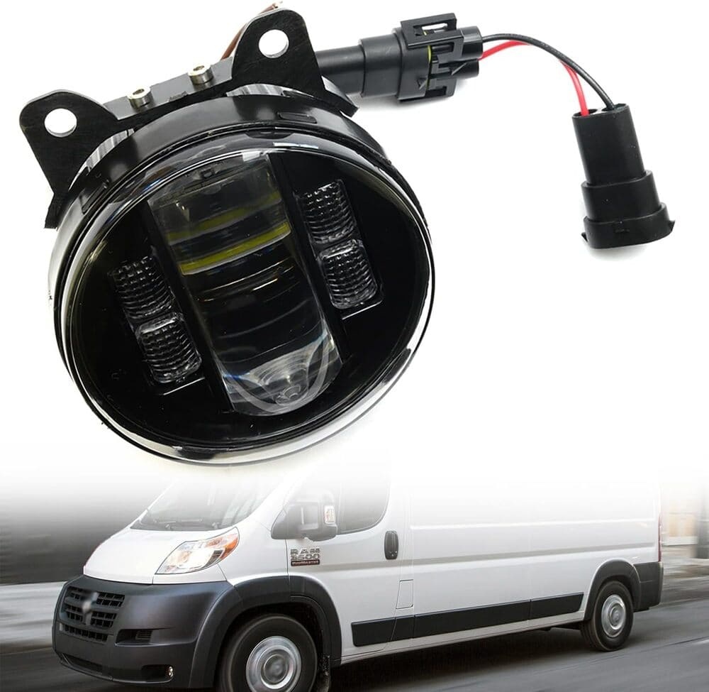 Led Fog Lamp Assembly Replacement for Ram Promaster 1500 2500 3500 2014-2023 Switchback Amber White DRL Signal Driving Lamps 12V Led DRL Fog Light Kit