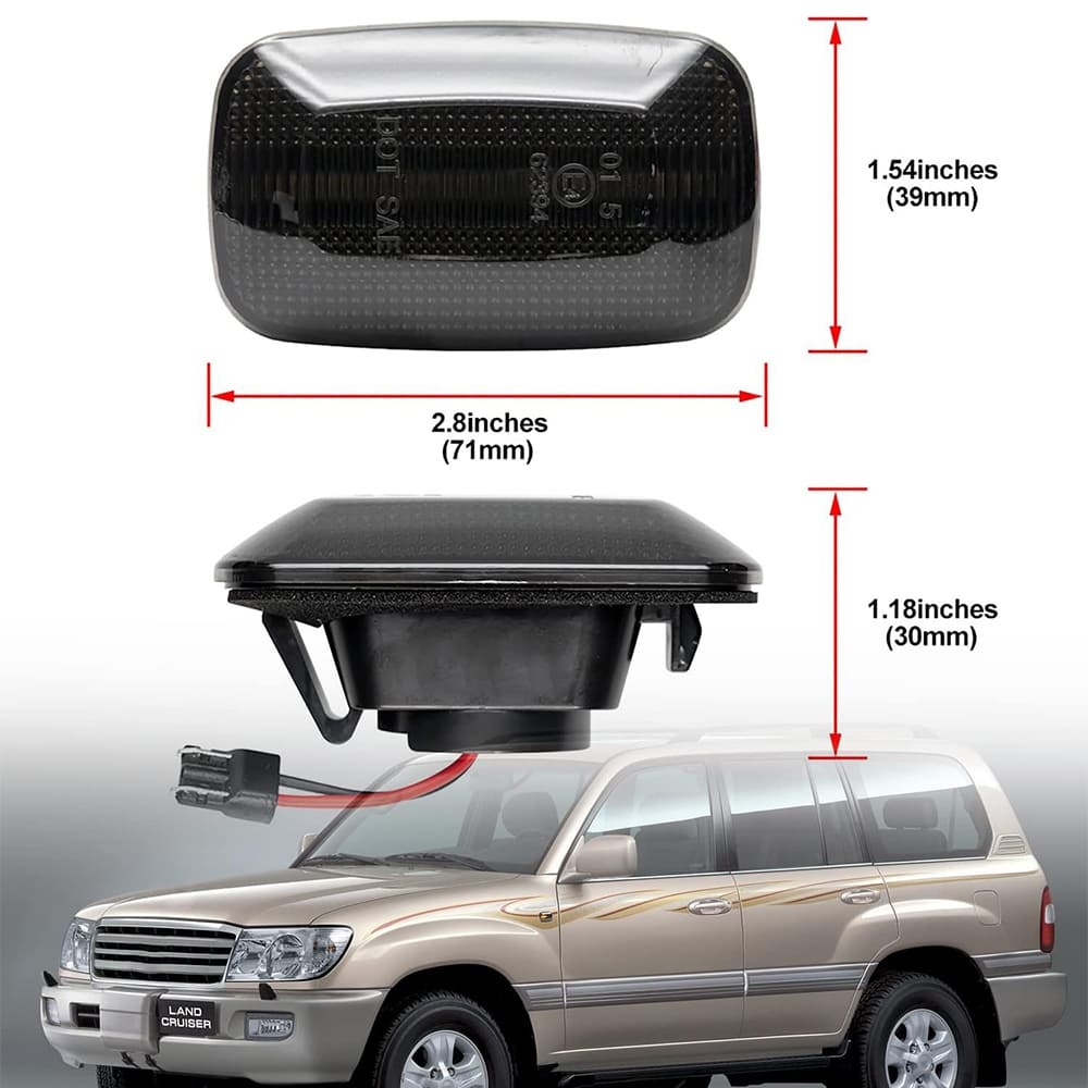 Sequential Amber LED Side Marker Lights for 1998-2007 Land Cruiser 100 Series Prado 90 Series, Front Fender Led Turn Signal Indicator Blinker Lamps OEM Replacement