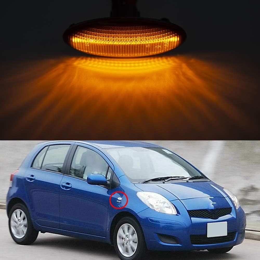 LED Front Fender Marker Lights Dynamic LED Side Markers Replacement for Toyota RAV4 Corolla Auris Yaris OEM Fit Turn Signal Repeater Lamps