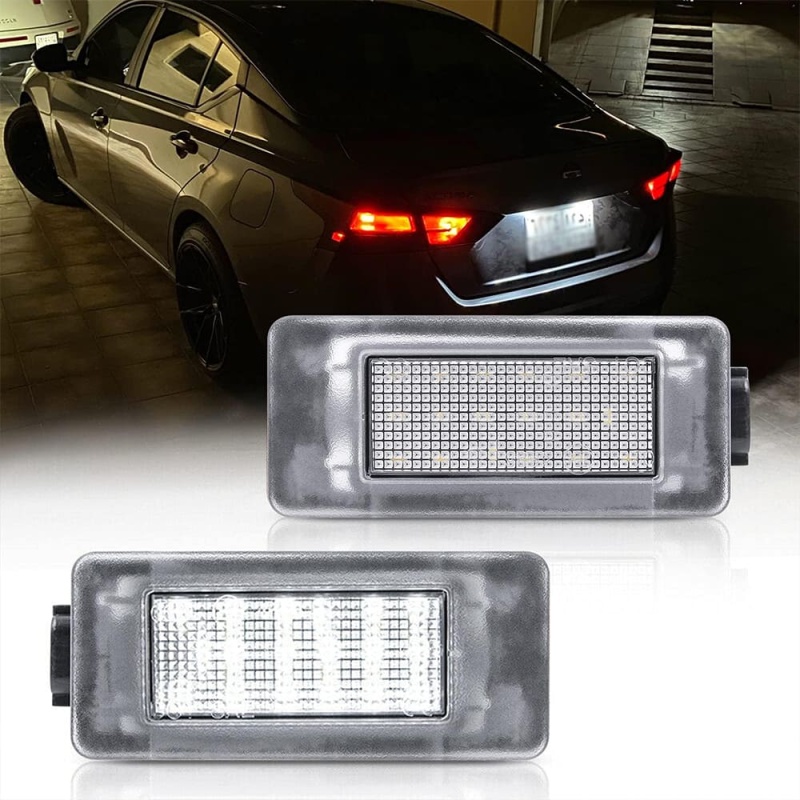LED License Plate Lights Compatible w/ 2019-2021 Nissan Altima Versa Sentra Rogue, OEM Led Number Lamps Replacement Canbus Error Free 6000K Xenon White Led Rear Tag Light Kit Assembly