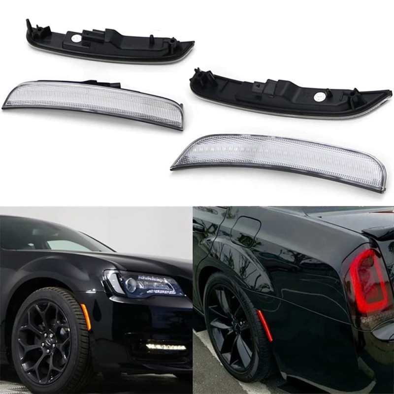 LED Side Marker Lights for Chrysler 300 2015 2016 2017 2018 2019 2020 2021 2022 2023 Amber Red Marker Lights Smoke/Clear Lens