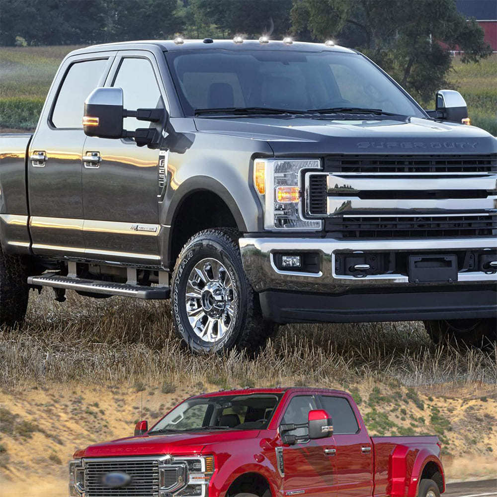 LED Cab Marker Lights Compatible w/ Ford F250 F350 Super Duty 2017 2018 2019 2020 2021 2022 White Front Roof Mounted Cab Light Kit Smoked Lens OEM Fit Roof Running Cab Marker Lamps for Pickup Trucks