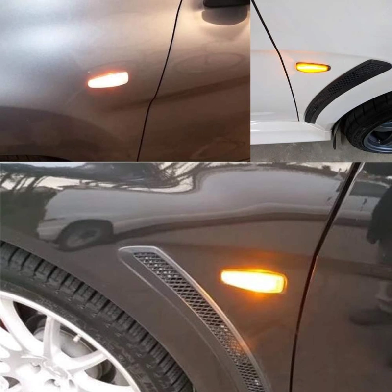 Sequential Amber LED Side Marker Light for Mitsubishi Lancer Evolution X Mirage Outlander Sport Front Side Fender Turn Signal Repeater Lamps Smoke/Clear Lens