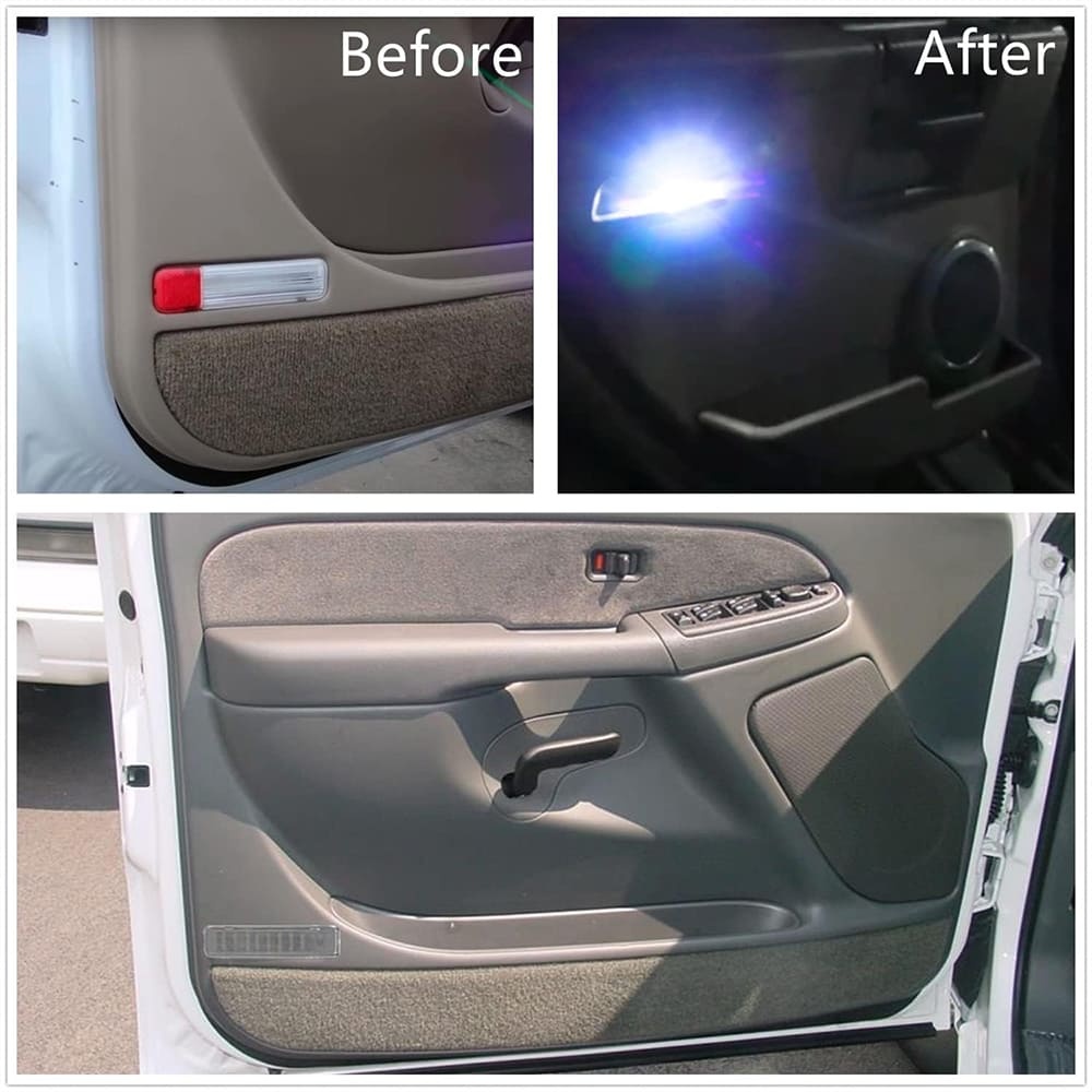 LED Courtesy Door Projector Light Replacement for 2003-2007 GM Chevy Silverado Tahoe GMC Sierra Suburban Escalade 18-SMD Led Footwell Step Light Assembly CAN-bus Error Free OEM 15021518