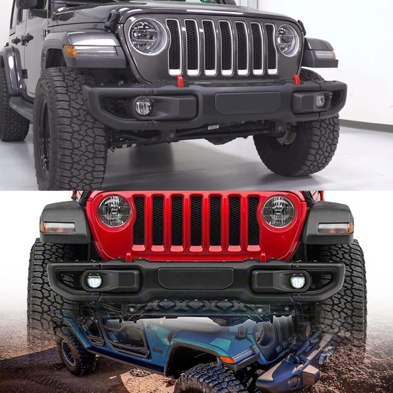Led Fog Lamp Assembly Replacement for 2017-2021 Jeep Wrangler JK JL Mopar 10th 75th Anniversary Hard Rock Bumper Driving Lamps Xenon White