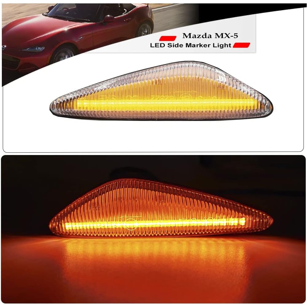 LED Side Marker Lights for 2016-up Mazda MX-5 ND 2009-2012 RX-8 Amber Front Fender Marker Lights Smoke/Clear Lens